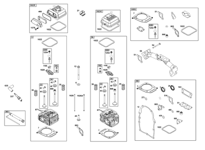 Cylinder Head Group Diagram and Parts List for 386447-0441-G1 200000 - 399999 Briggs and Stratton Engine